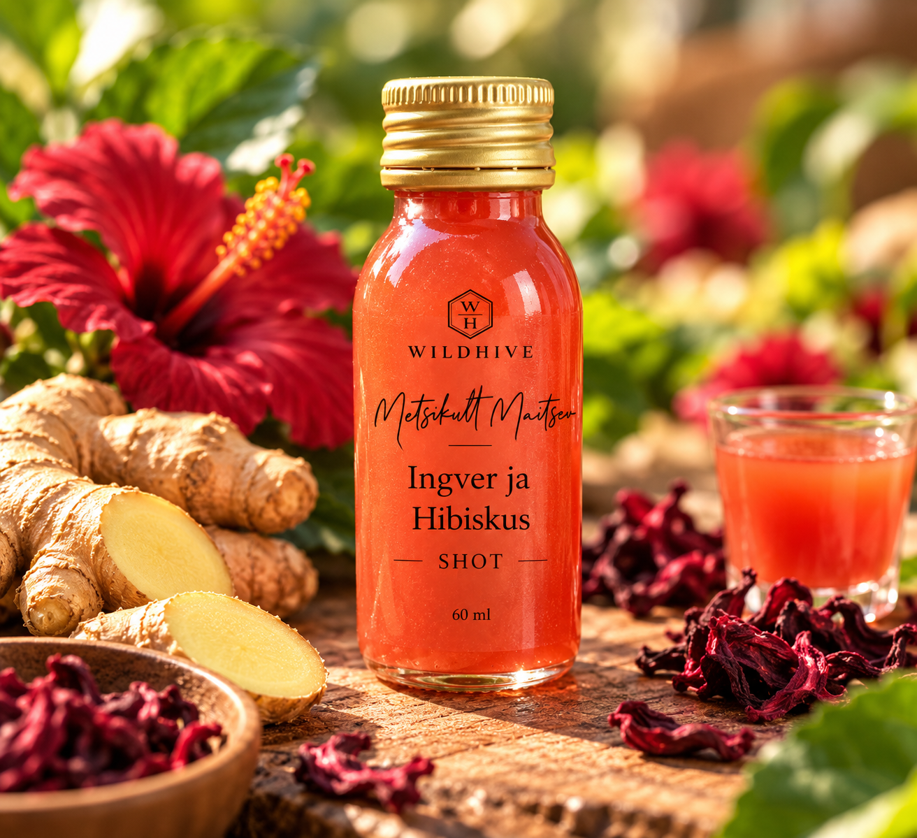 Ingveri ja hibiskuse shot, 60 ml